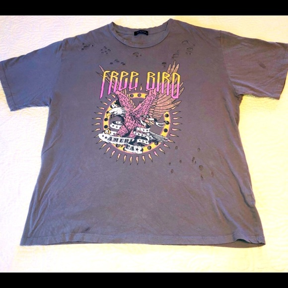 Tops | Free Bird Ladies Gray Distressed 